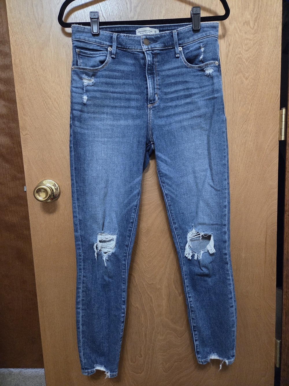 Abercrombie & Fitch Distressed Blue High-Rise Skinny Jeans